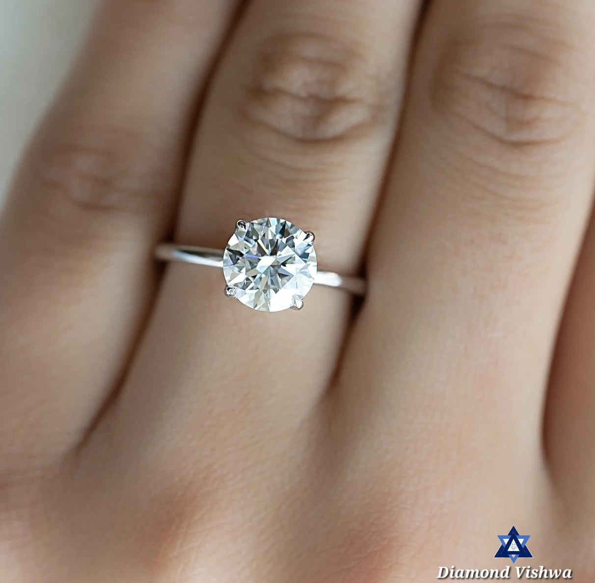 Round Cut Lab Grown Diamond Engagement Ring - Exquisite Handcrafted Prong Set Unique Design | Perfect Commitment/Proposal Gift for Her