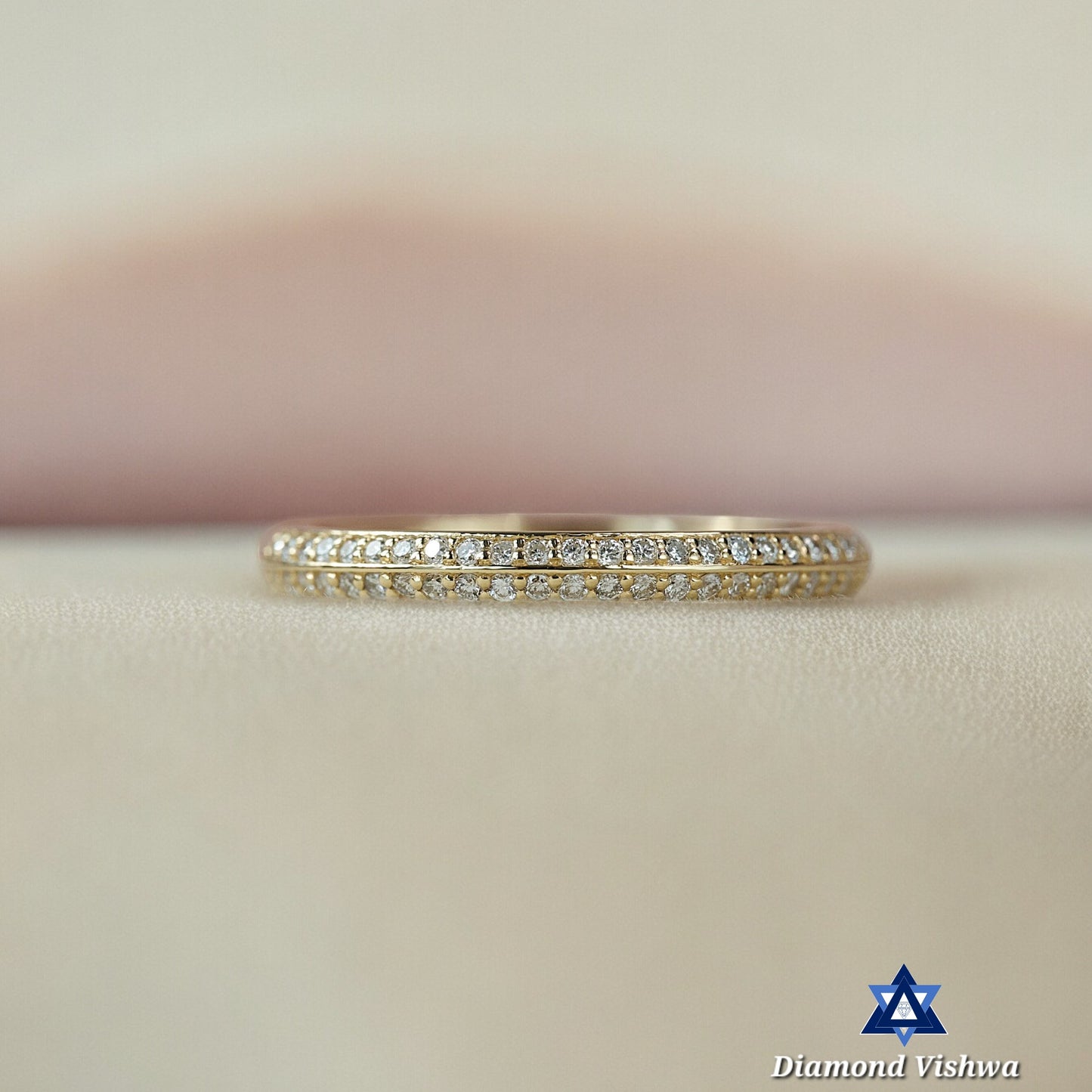 Double Pavé Diamond Ring - Brilliant Angled Stones, Decadent Sparkle, Gifts For women, Wedding band