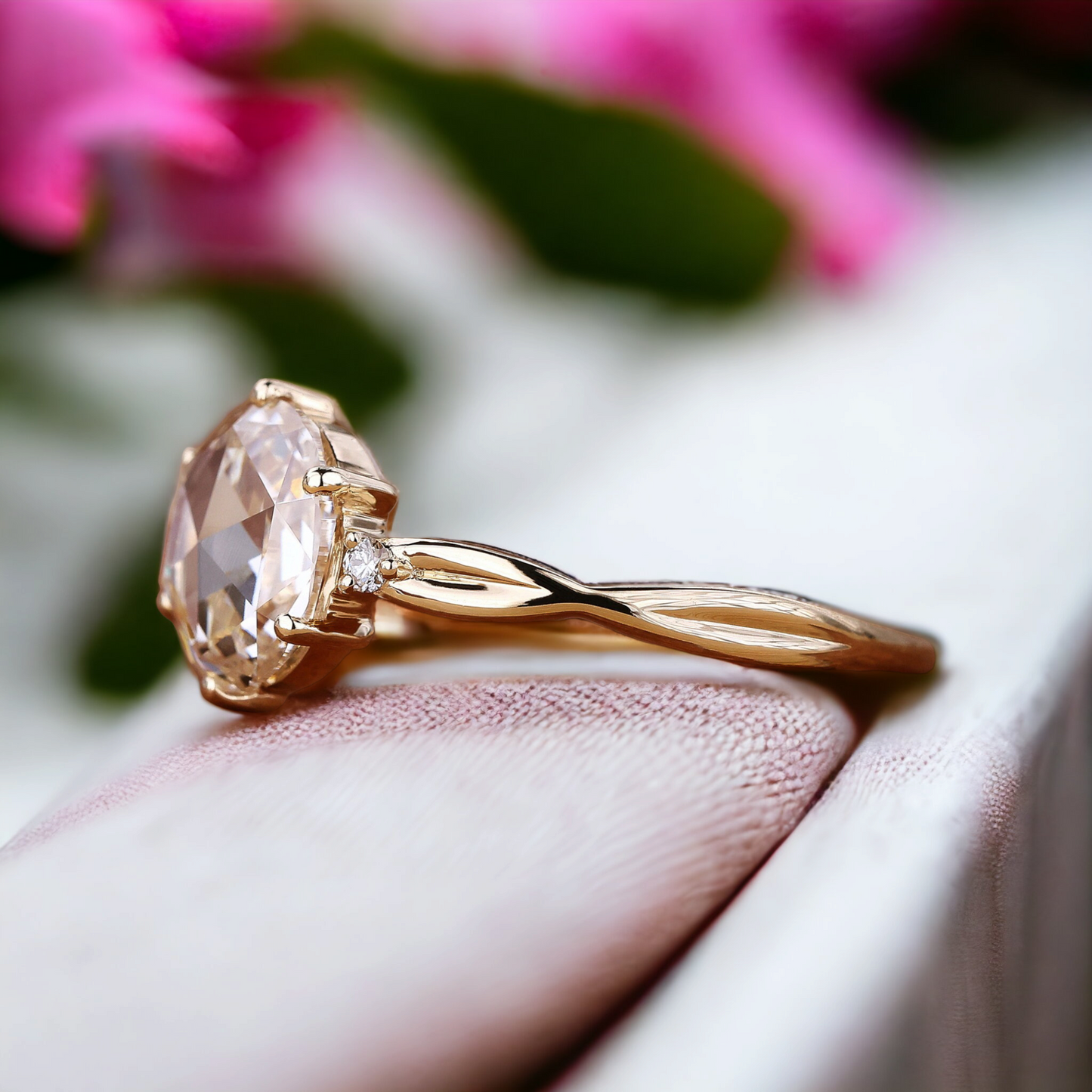 Elegant Round Rose Cut Diamond Ring - Unique Solitaire Engagement Piece, Perfect Proposal Gift"