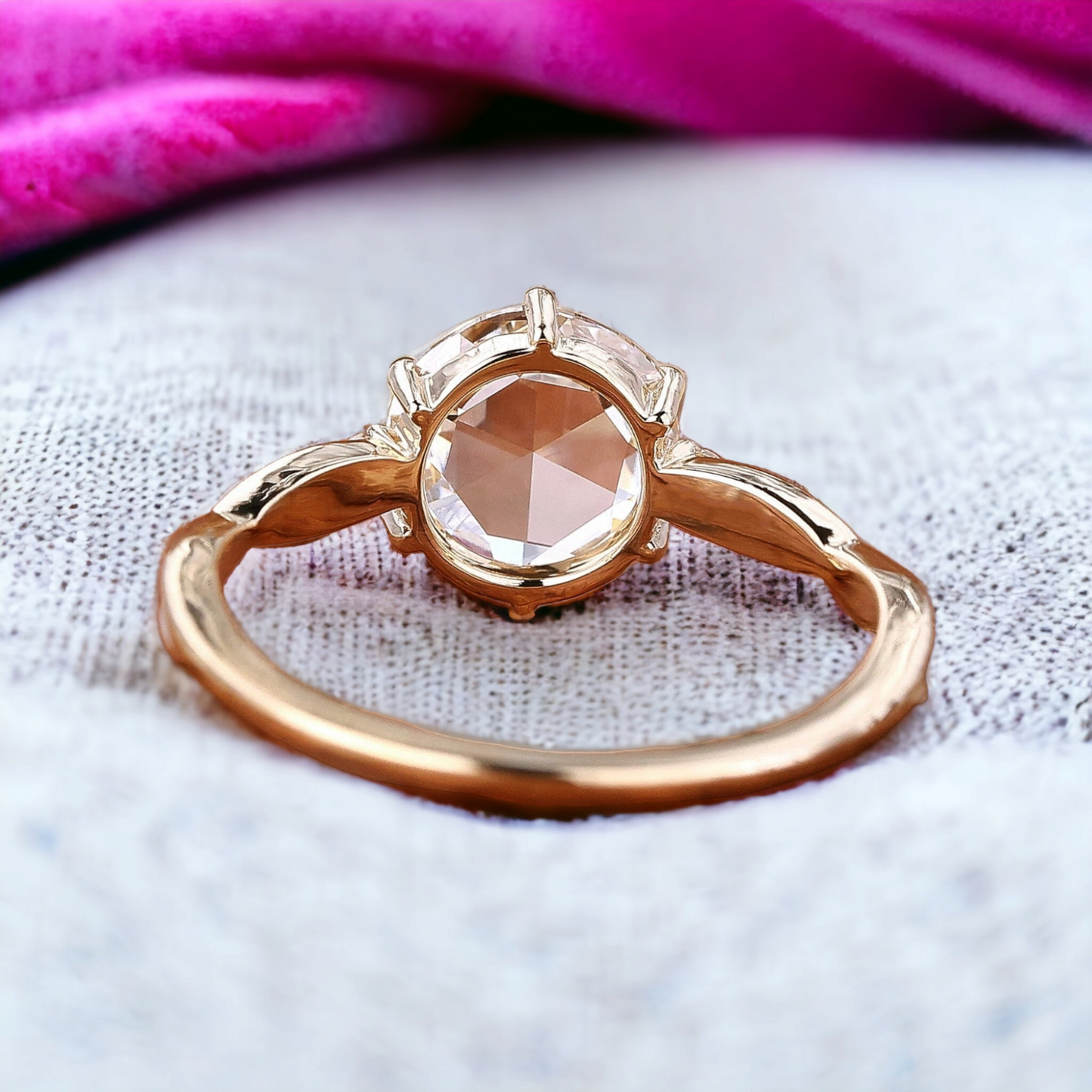 Elegant Round Rose Cut Diamond Ring - Unique Solitaire Engagement Piece, Perfect Proposal Gift"