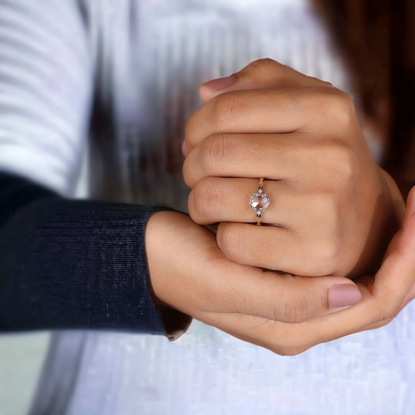 Elegant Round Rose Cut Diamond Ring - Unique Solitaire Engagement Piece, Perfect Proposal Gift"