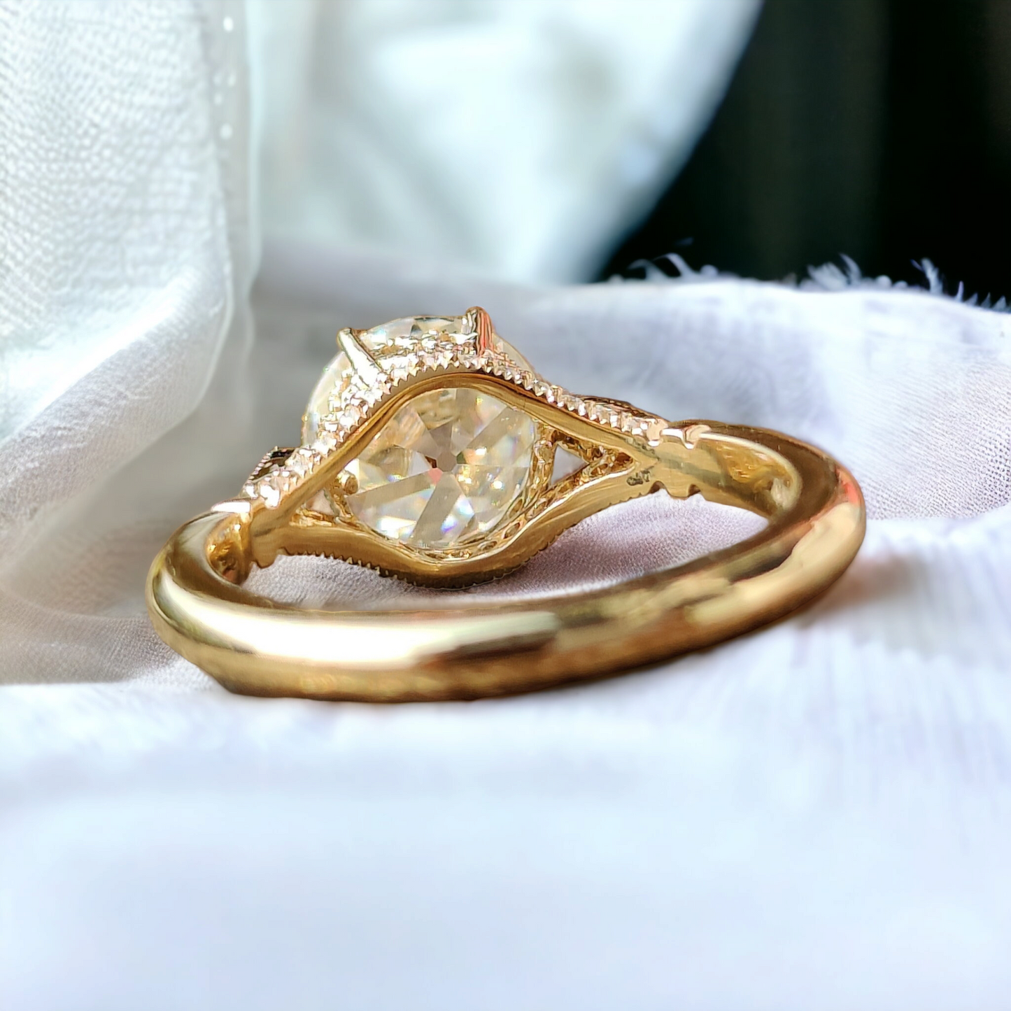 Antique Vintage Diamond Ring, Round Old European Cut Lab Grown, Milgrain Setting, Perfect Engagement Gift