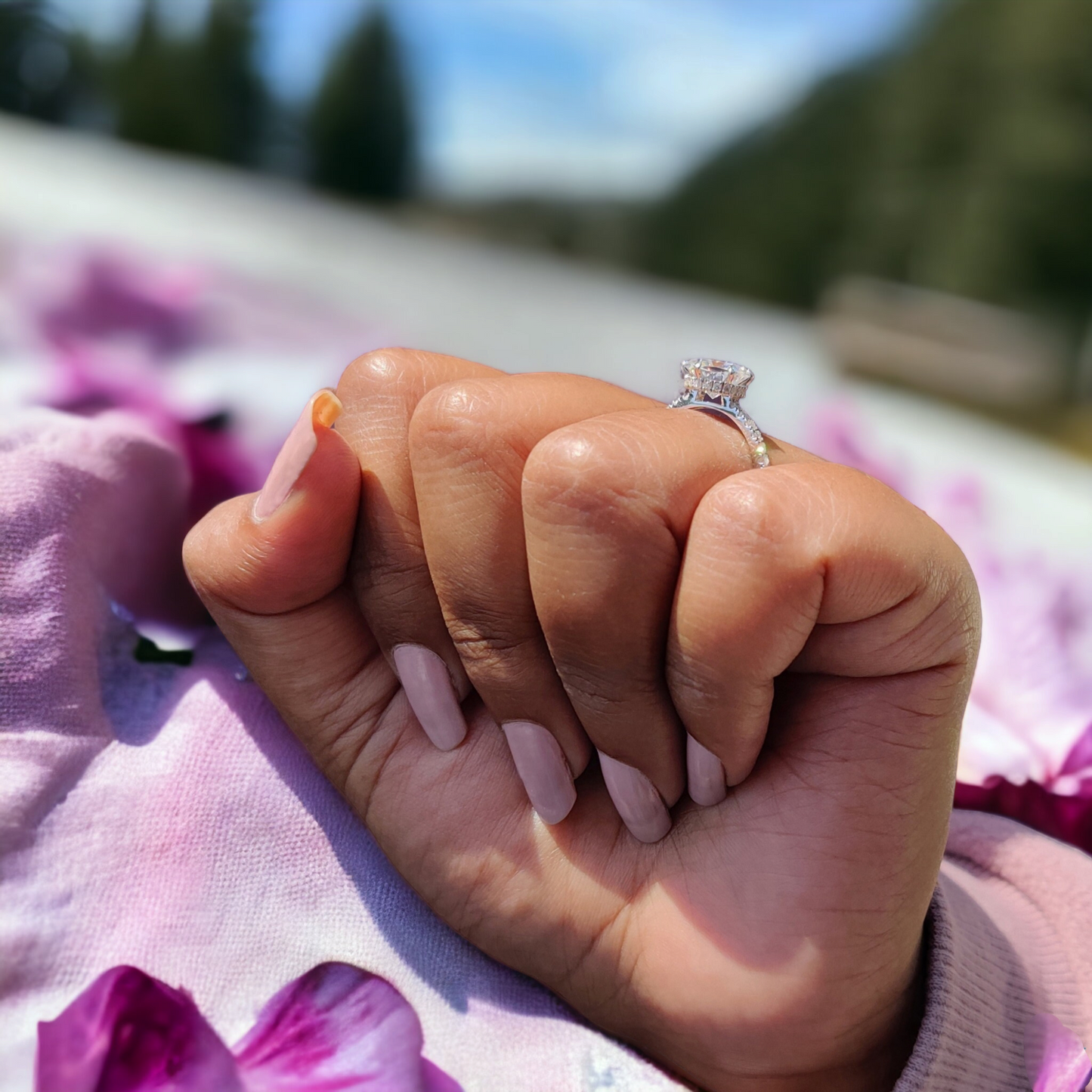 Hexagon Cut Engagement Ring - Antique Lab Grown Diamond with Hidden Halo, Unique Wedding Ring for Bridal Gift