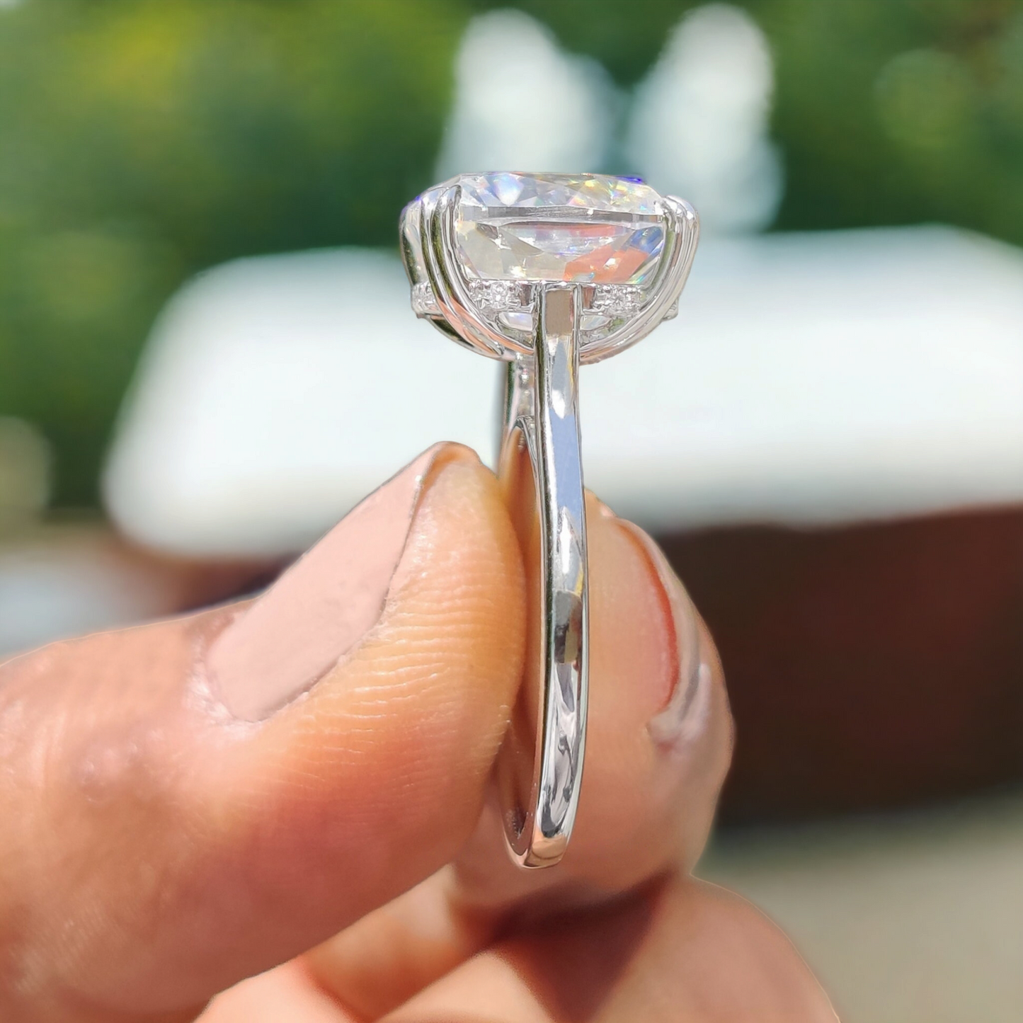 Cushion Cut Moissanite Engagement Ring, Hidden Halo Crushed Ice Style, Elegant Proposal Ring for Women, Unique Bridal Gift