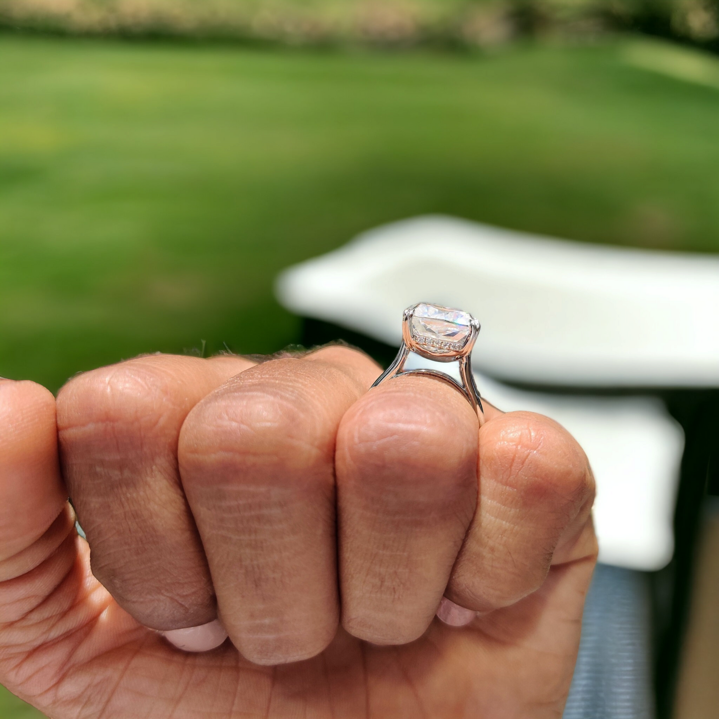 Cushion Cut Moissanite Engagement Ring, Hidden Halo Crushed Ice Style, Elegant Proposal Ring for Women, Unique Bridal Gift