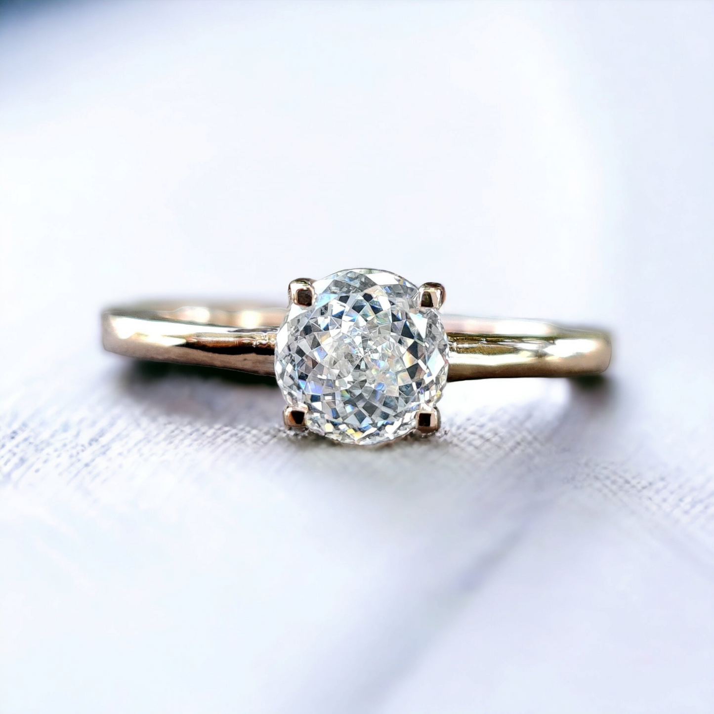 Antique Portuguese Cut Moissanite Ring - Colorless Solitaire Engagement Ring - Perfect Proposal Gift