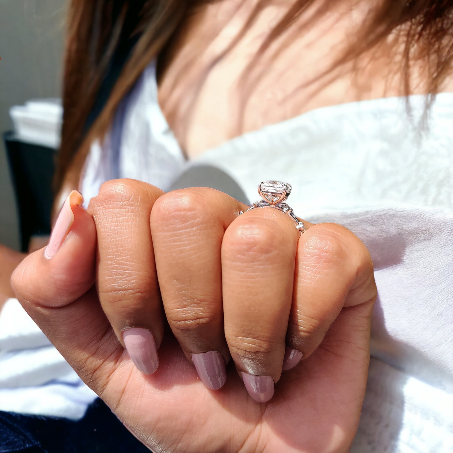 Princess Cut Engagement Ring, Lab Grown Floating Bubble Pave, Proposal Ring, Romantic Gift for Her