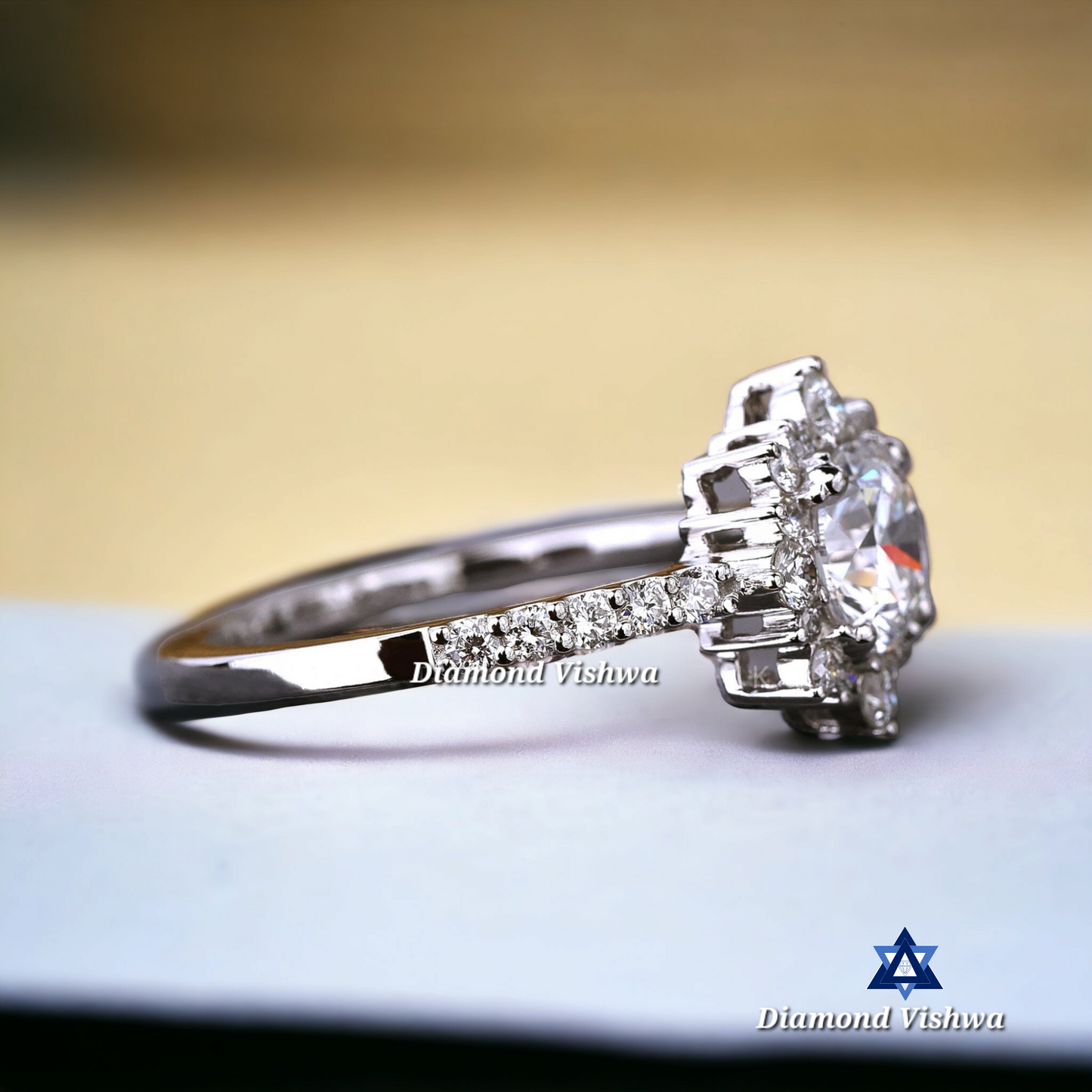 Unique Halo Round Lab-Grown Diamond Engagement Ring - Brilliant Anniversary/Proposal Gift Ring