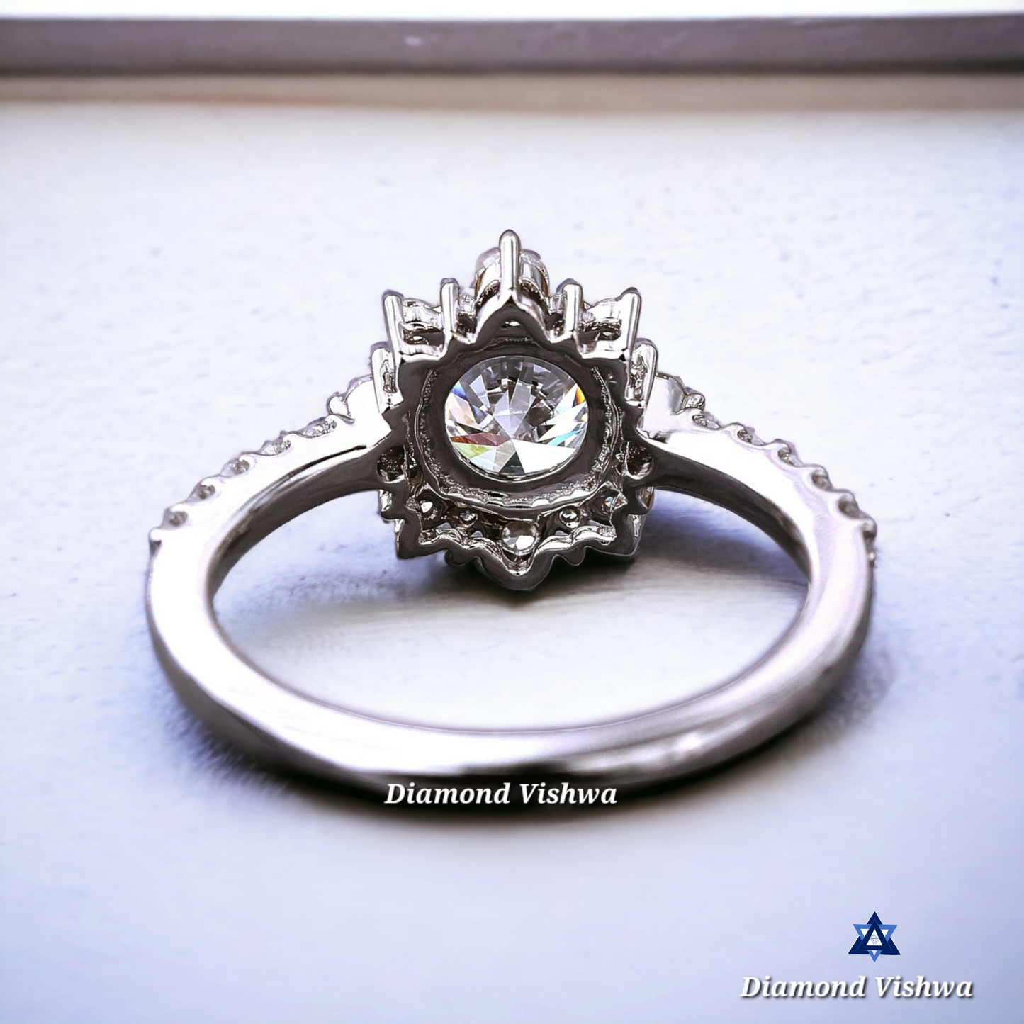 Unique Halo Round Lab-Grown Diamond Engagement Ring - Brilliant Anniversary/Proposal Gift Ring