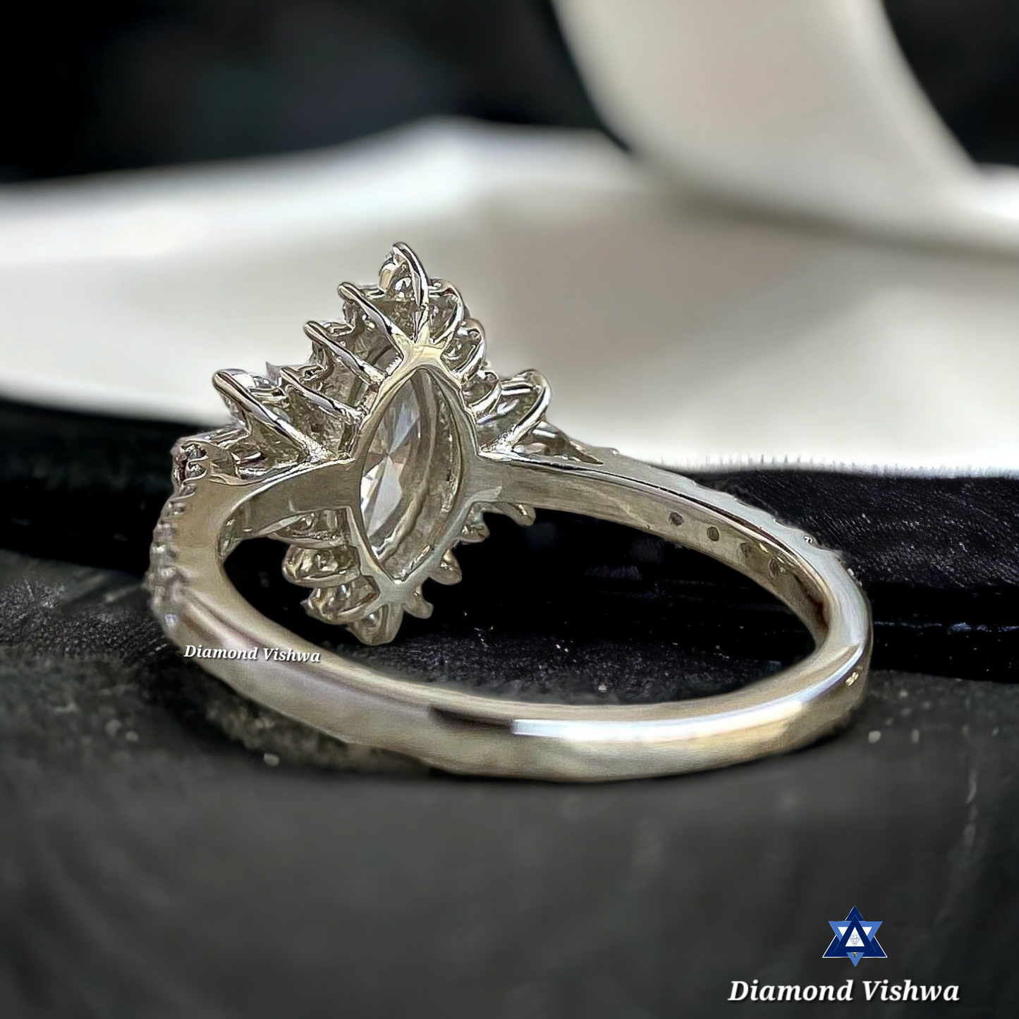 Marquise Cut Diamond Engagement Ring Set - Unique Halo Design with Round Pave Diamonds, Anniversary/Gift Ring for Her