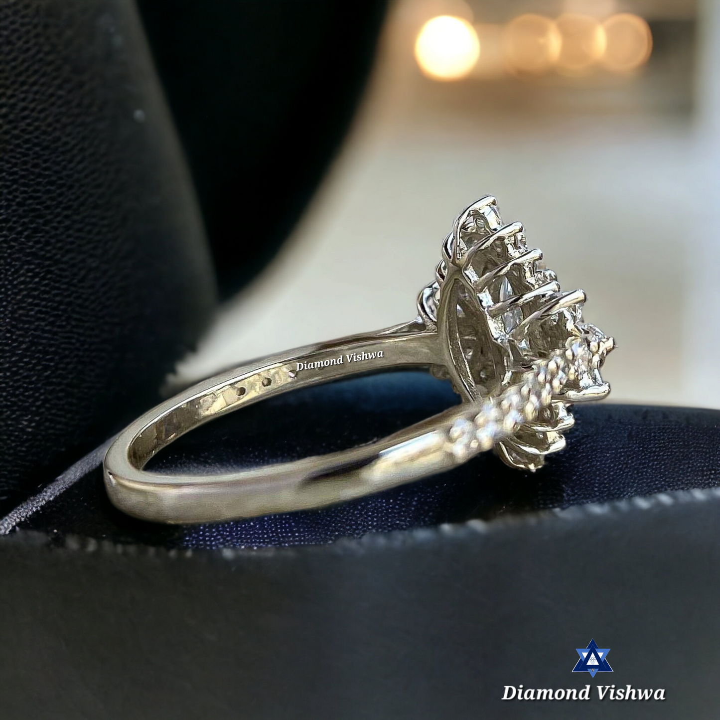 Marquise Cut Diamond Engagement Ring Set - Unique Halo Design with Round Pave Diamonds, Anniversary/Gift Ring for Her