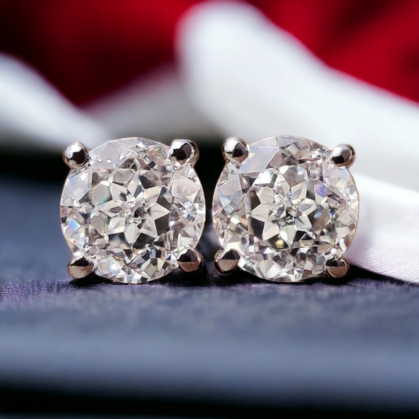 Round Crushed Ice Cut Moissanite Stud Earrings - Elegant Push Back Earrings for Daily Wear - Perfect Gift for Her