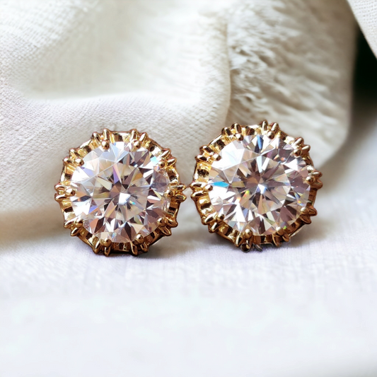 Round Brilliant Cut Lab grown Diamond Stud Earrings - Elegant Screw Back Earrings for Daily Wear - Perfect Gift for Her