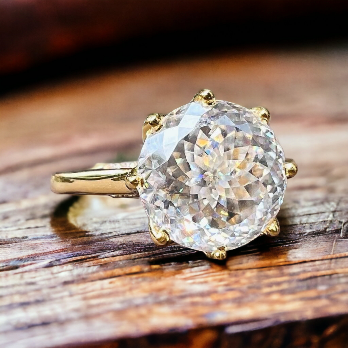 Portuguese Cut Moissanite Diamond Ring, Elegant Cathedral Setting, Perfect Engagement Proposal, Memorable Anniversary Gift