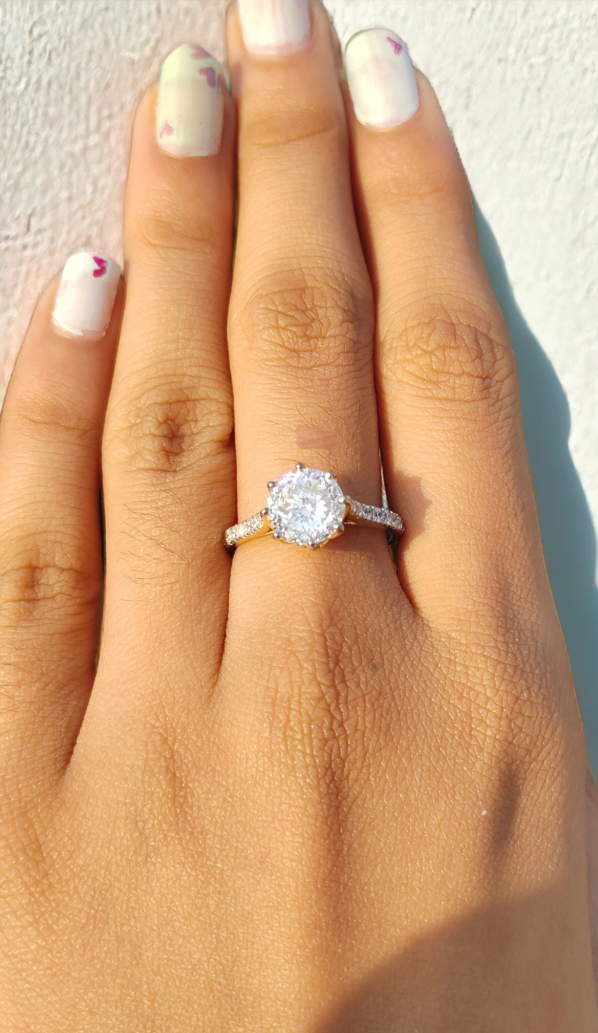 Portuguese Cut Moissanite Diamond Ring, Cathedral Style Half Pave Band, Elegant Solitaire Engagement Ring, Perfect Proposal Gift