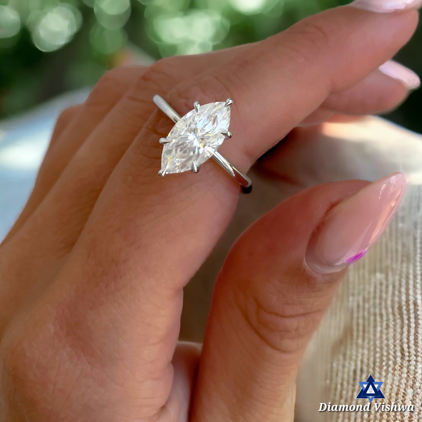 Marquise Cut Hidden Halo Moissanite Engagement Ring | Special Hidden Halo Engagement Ring | ring for her | Wedding Ring | 18k Solid Gold