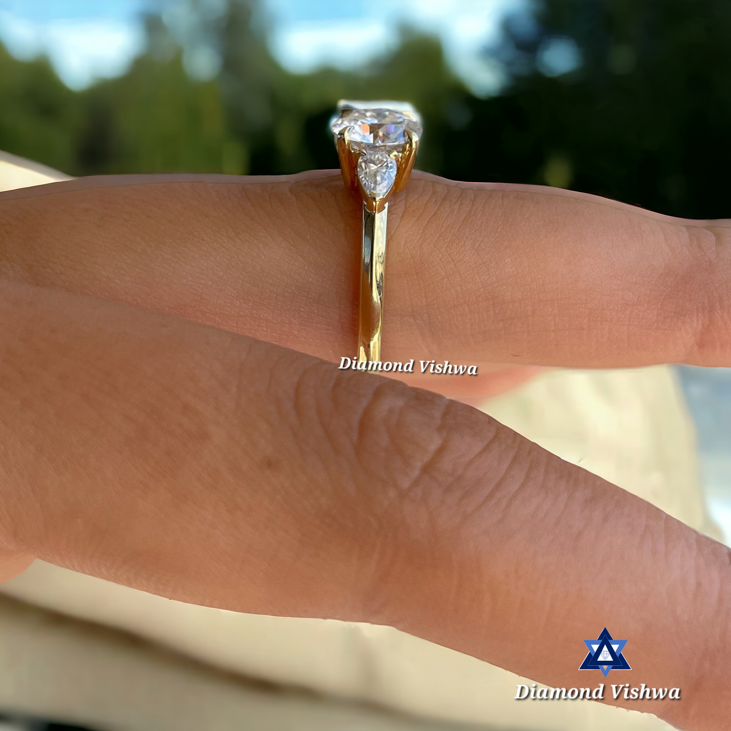 2 CT Round cut Trilogy Engagement Ring | Wedding Ring for Her| Gift for her| 14k Solid Yellow gold