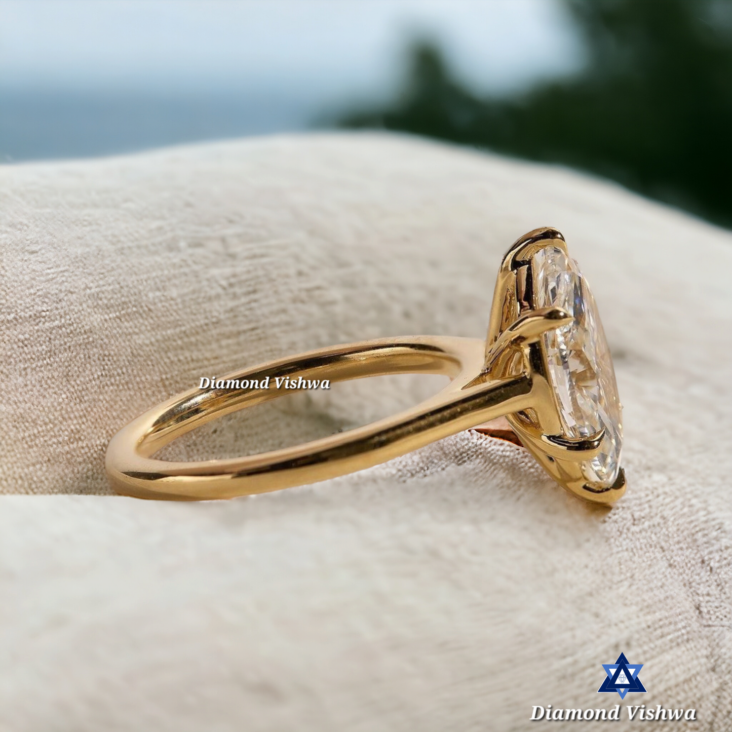 Marquise Lab-Grown Solitaire Engagement Ring - 18k Solid Yellow Gold | Bridal Wedding/Anniversary Ring for Her | Unique Gemstone Proposal Jewelry