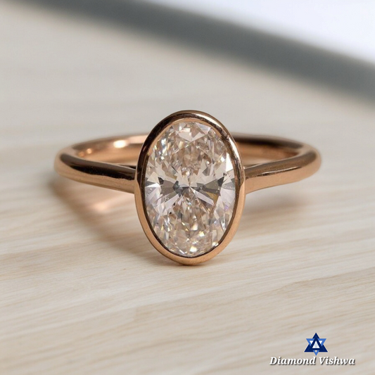 2.5 CT Oval Ring Solitaire Engagement Ring | Antique Bezel Setting Moissanite Ring | Wedding Ring for Her| Gift for her|14k Yellow gold ring