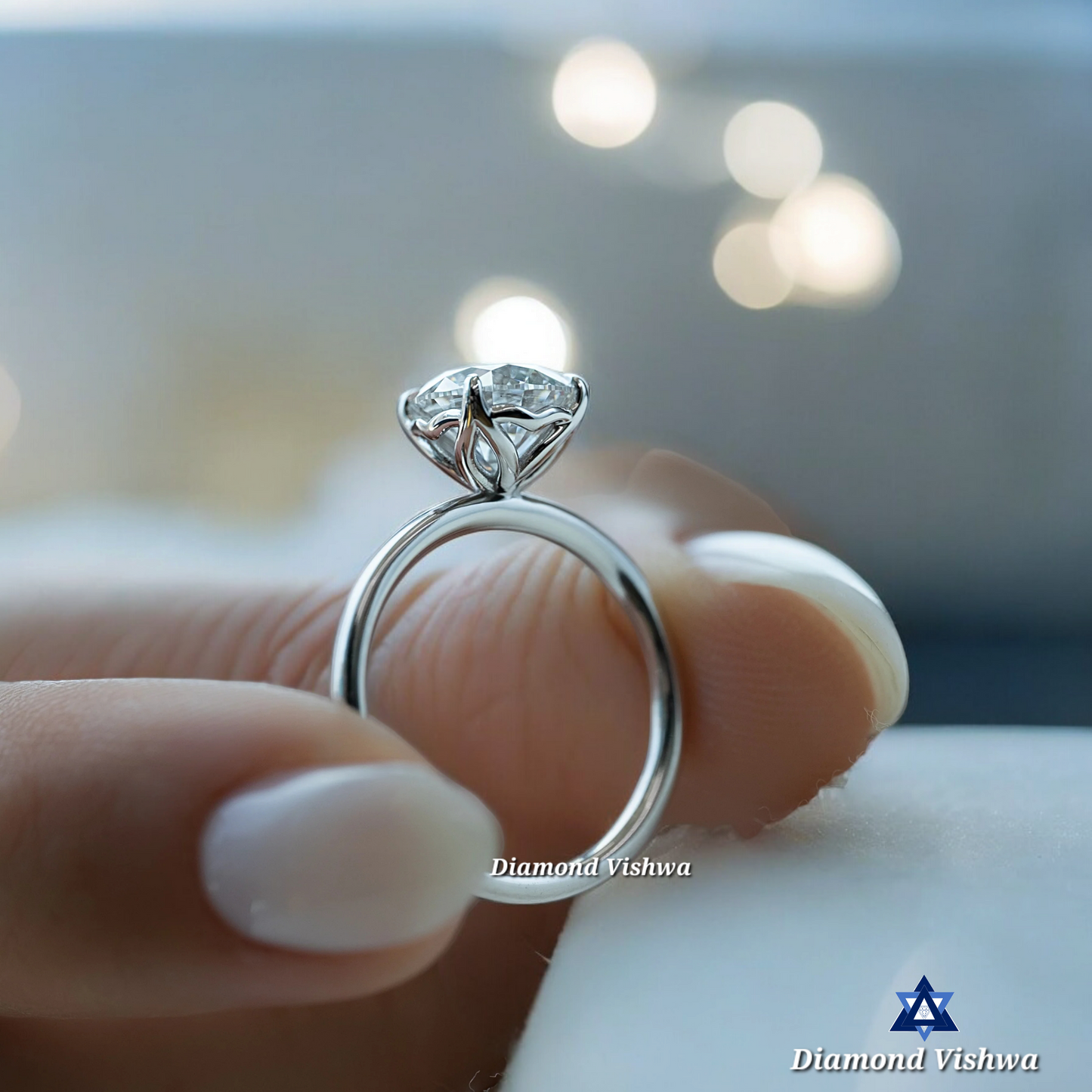 Round Cut Lab Grown Diamond Engagement Ring - Exquisite Handcrafted Prong Set Unique Design | Perfect Commitment/Proposal Gift for Her