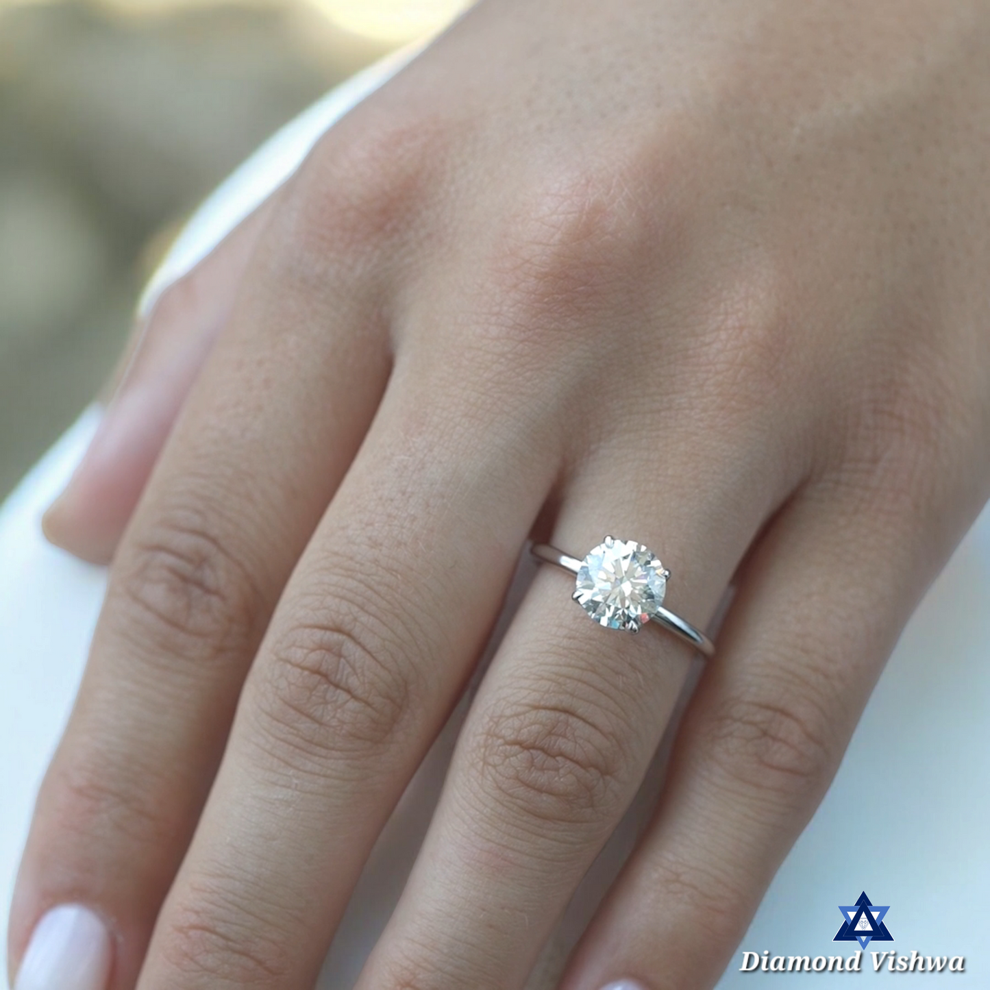 Round Cut Lab Grown Diamond Engagement Ring - Exquisite Handcrafted Prong Set Unique Design | Perfect Commitment/Proposal Gift for Her