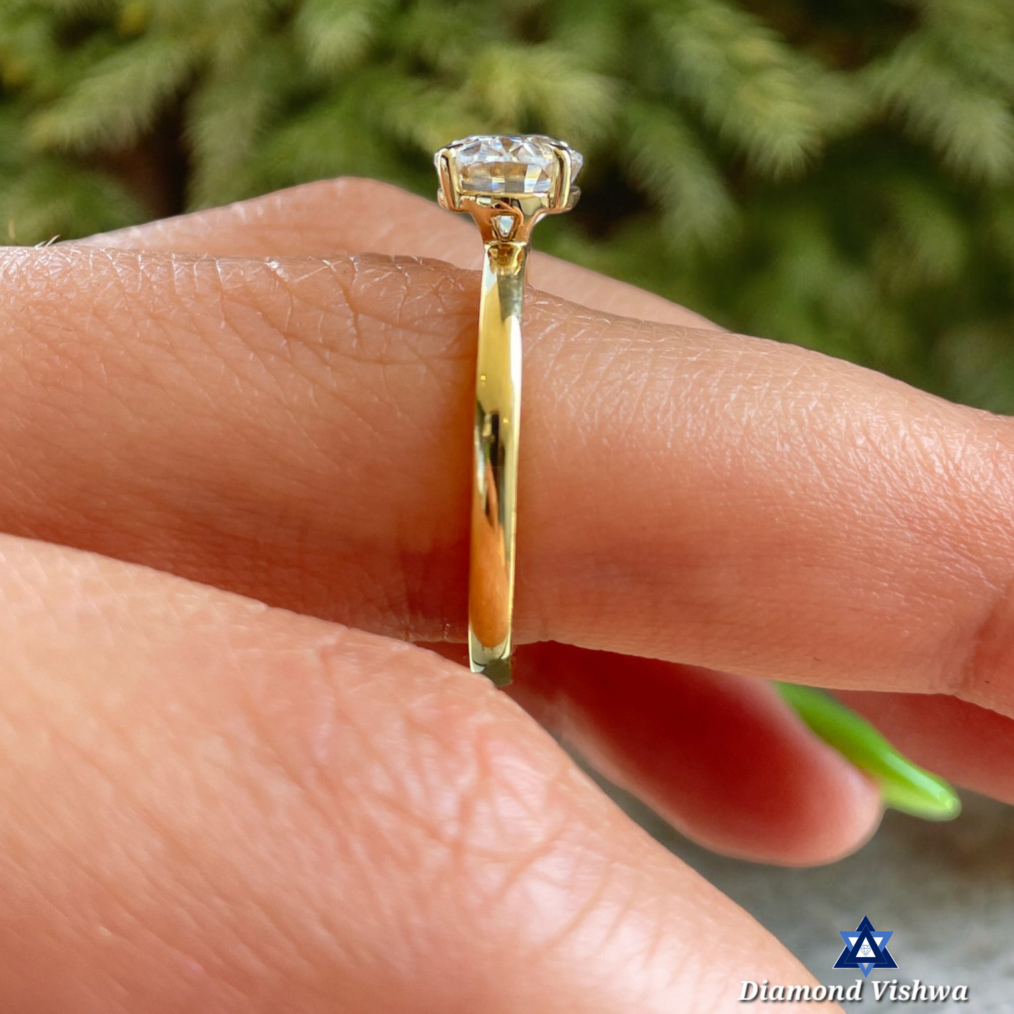 East-West Oval Lab Grown Diamond Solitaire Engagement Ring - Exquisite Bridal Jewelry | Unique Romantic Proposal Gift for Her