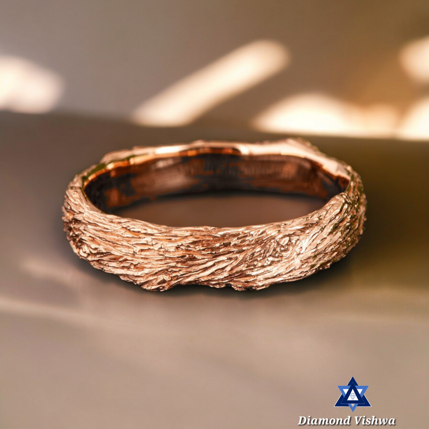 Solid Gold Men's Twig Cigar Wedding Band Ring