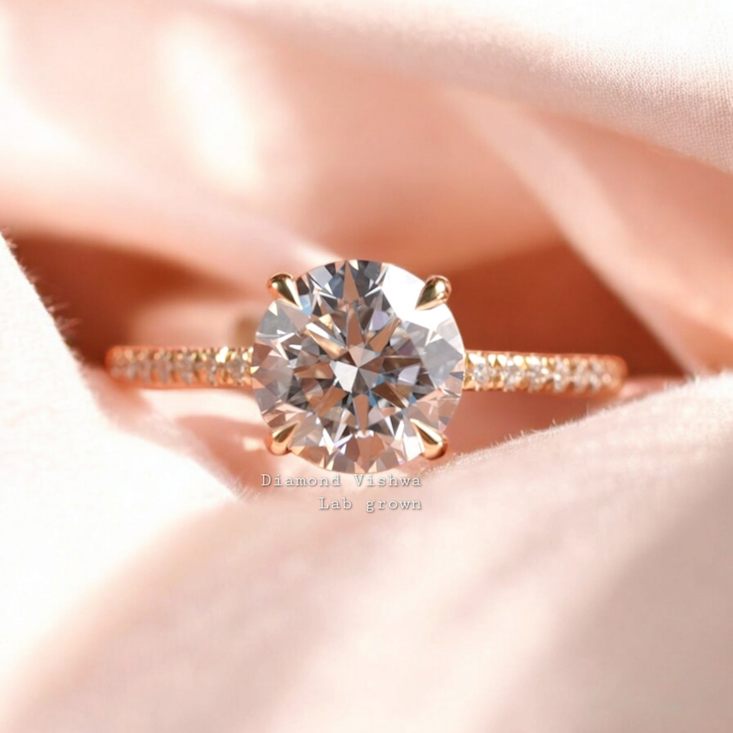 2CT Round Cut Lab Grown Diamond Solitaire Engagement Ring Pave Band Wedding Ring Anniversary Gifts promise ring for her