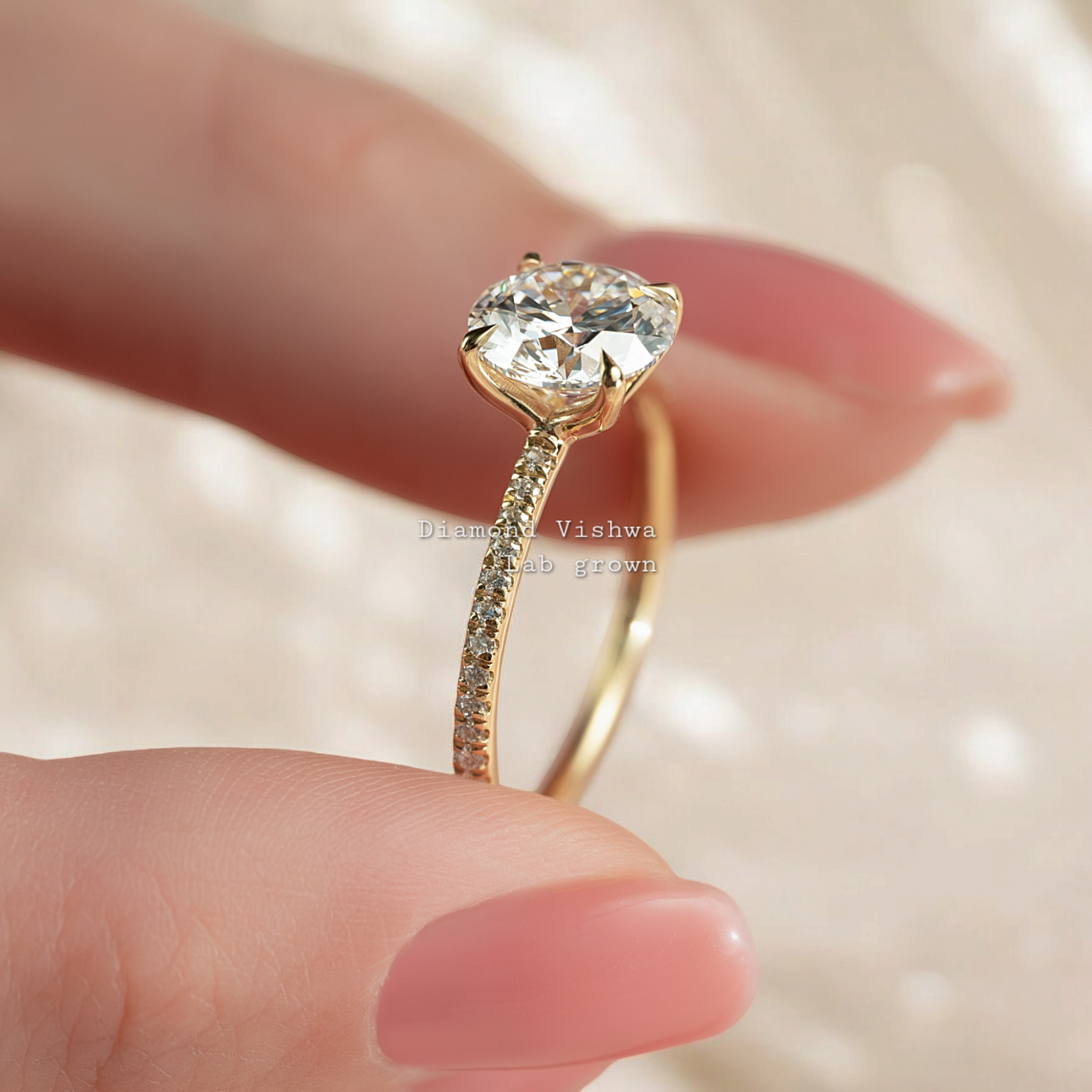 2CT Round Cut Lab Grown Diamond Solitaire Engagement Ring Pave Band Wedding Ring Anniversary Gifts promise ring for her