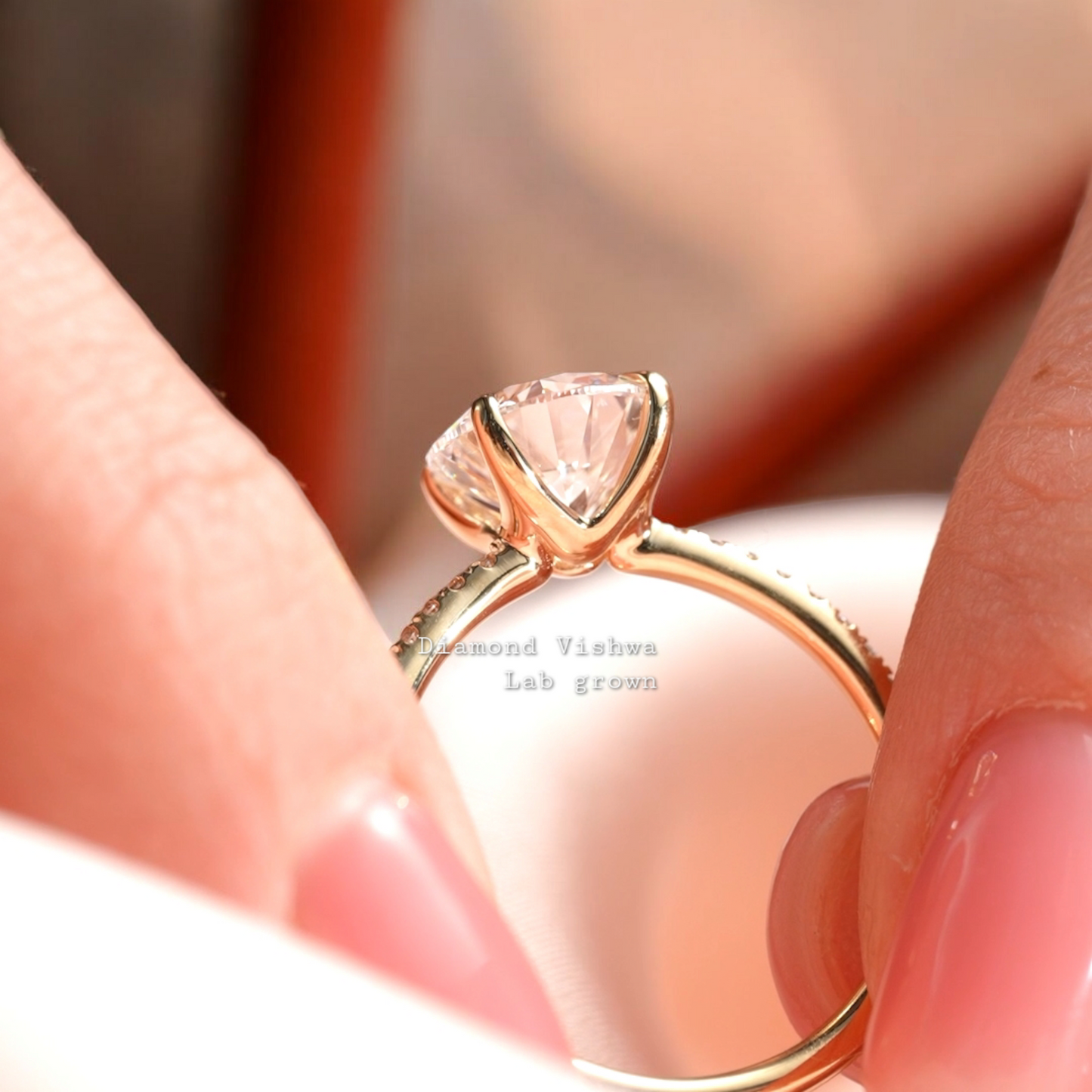 2CT Round Cut Lab Grown Diamond Solitaire Engagement Ring Pave Band Wedding Ring Anniversary Gifts promise ring for her