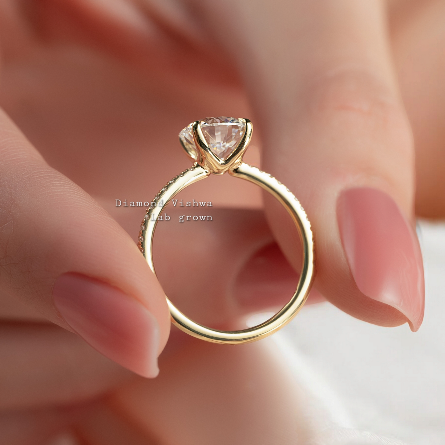 2CT Round Cut Lab Grown Diamond Solitaire Engagement Ring Pave Band Wedding Ring Anniversary Gifts promise ring for her