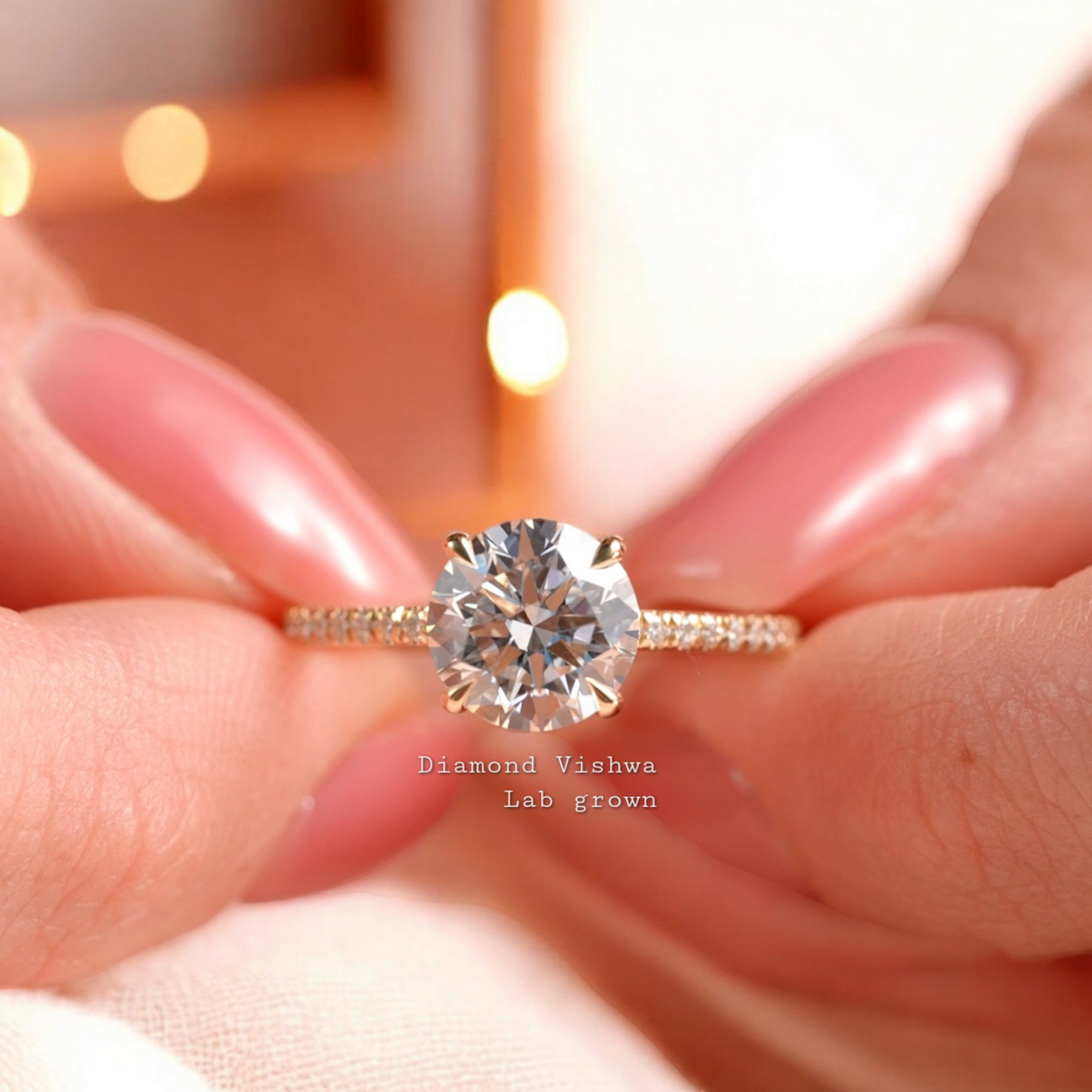 2CT Round Cut Lab Grown Diamond Solitaire Engagement Ring Pave Band Wedding Ring Anniversary Gifts promise ring for her