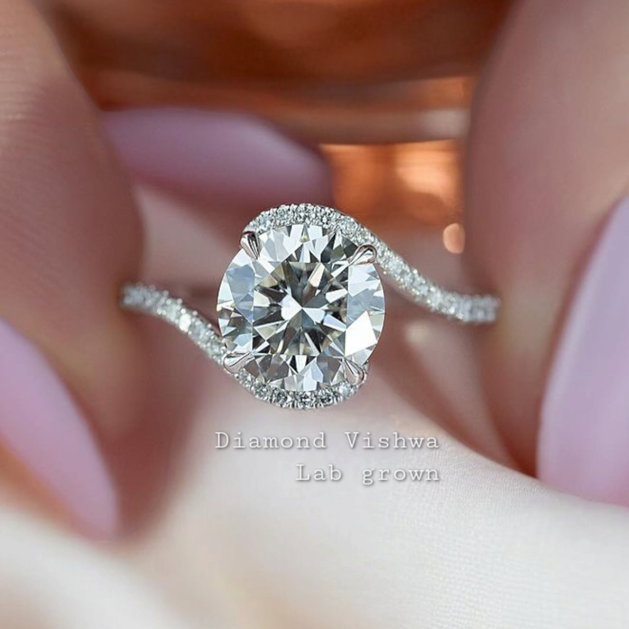 2CT Round Cut Lab Grown Diamond Modern Wave Band Engagement Ring Wedding Ring Anniversary Gifts Promise ring for her