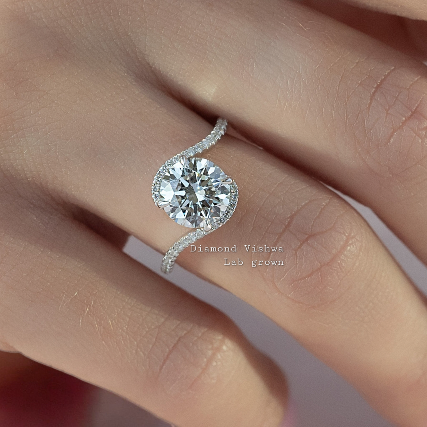 2CT Round Cut Lab Grown Diamond Modern Wave Band Engagement Ring Wedding Ring Anniversary Gifts Promise ring for her