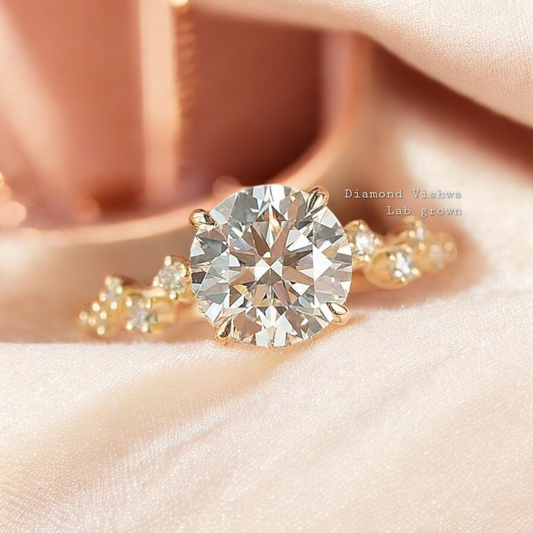 2.5CT Round Cut Lab Grown Diamond Hidden halo Engagement Ring Wedding Ring Anniversary Ring Gift for Her Luxury Ring