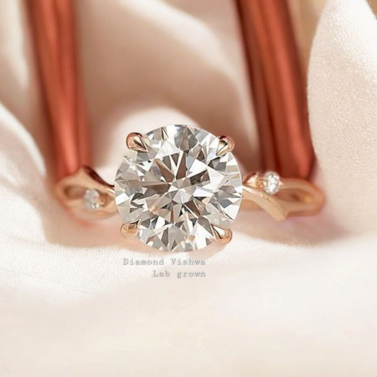 2.5CT Round Cut Lab Grown Diamond Nature Band Engagement Ring Wedding Ring Anniversary Ring Gift for Her IGI certified