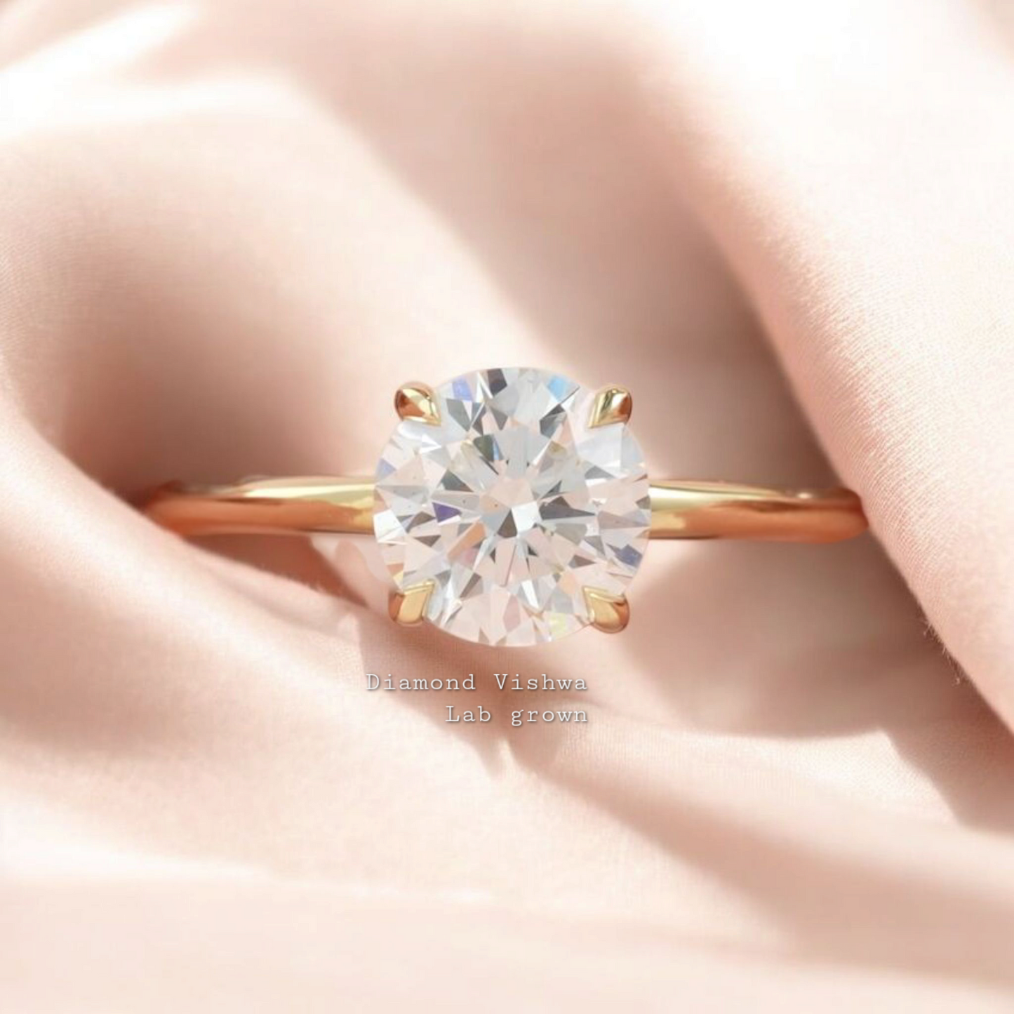 1.5CT Round Cut Lab Grown Diamond 14k Yellow gold Engagement Ring Wedding Ring Anniversary Ring Bridal Jewelry for Her
