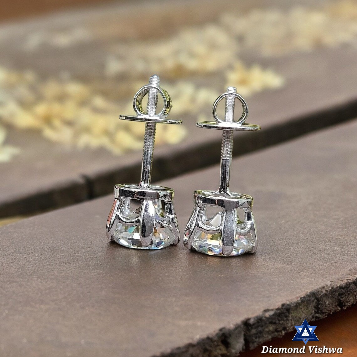 2.57 CT Old European Lab Diamond Studs, 10K White Gold Bridal Wedding Earrings