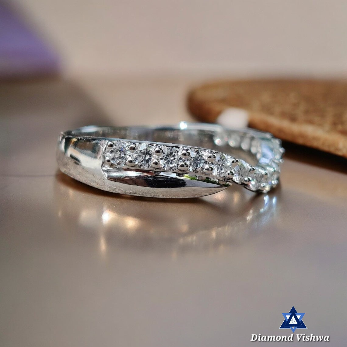 2mm Colorless Lab-Grown Diamond Curved Stackable Anniversary Wedding Band in 14K White Gold