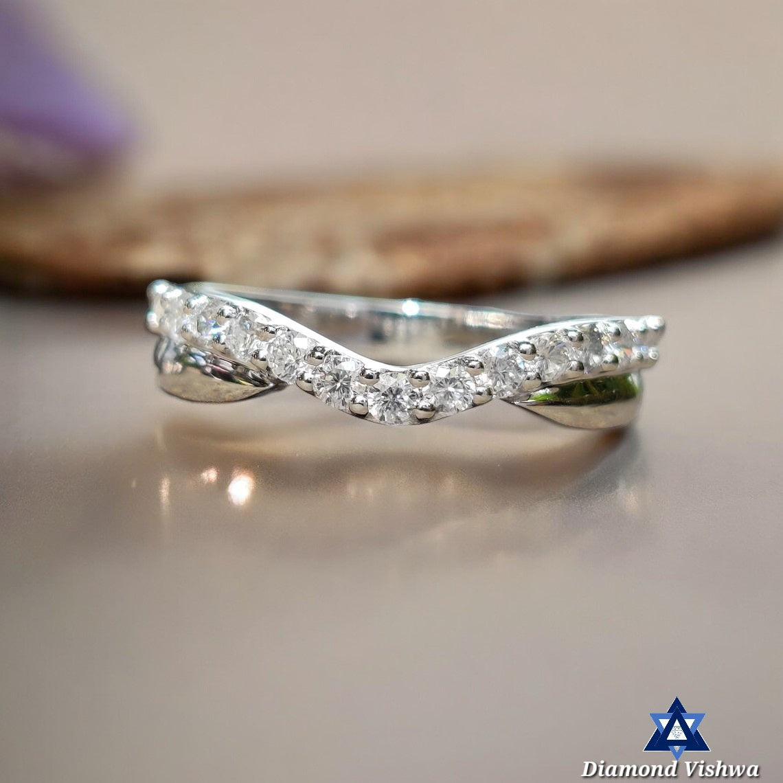 2mm Colorless Lab-Grown Diamond Curved Stackable Anniversary Wedding Band in 14K White Gold