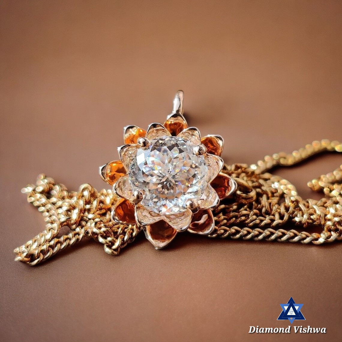 1.55 Carat Colorless Moissanite Vintage Flower Style Solitaire Pendant Necklace - Anniversary Gift for H
