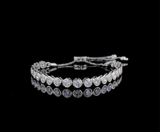 Adjustable Moissanite Diamond Bolo Bracelet - Round Slider Design, Perfect for Everyday Wear, Chic Gift for Her