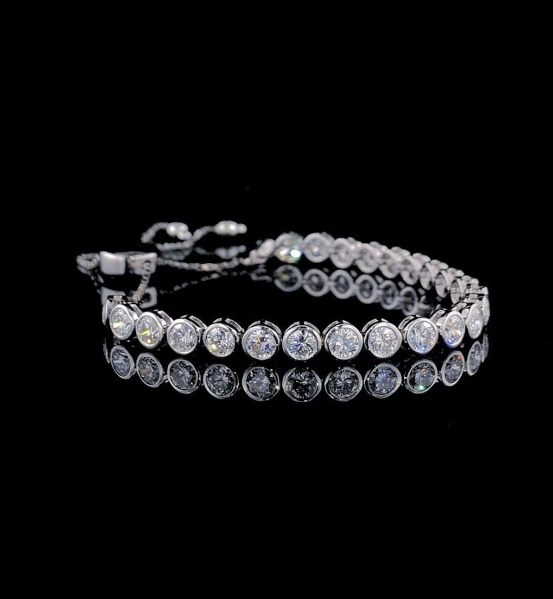 Adjustable Moissanite Diamond Bolo Bracelet - Round Slider Design, Perfect for Everyday Wear, Chic Gift for Her