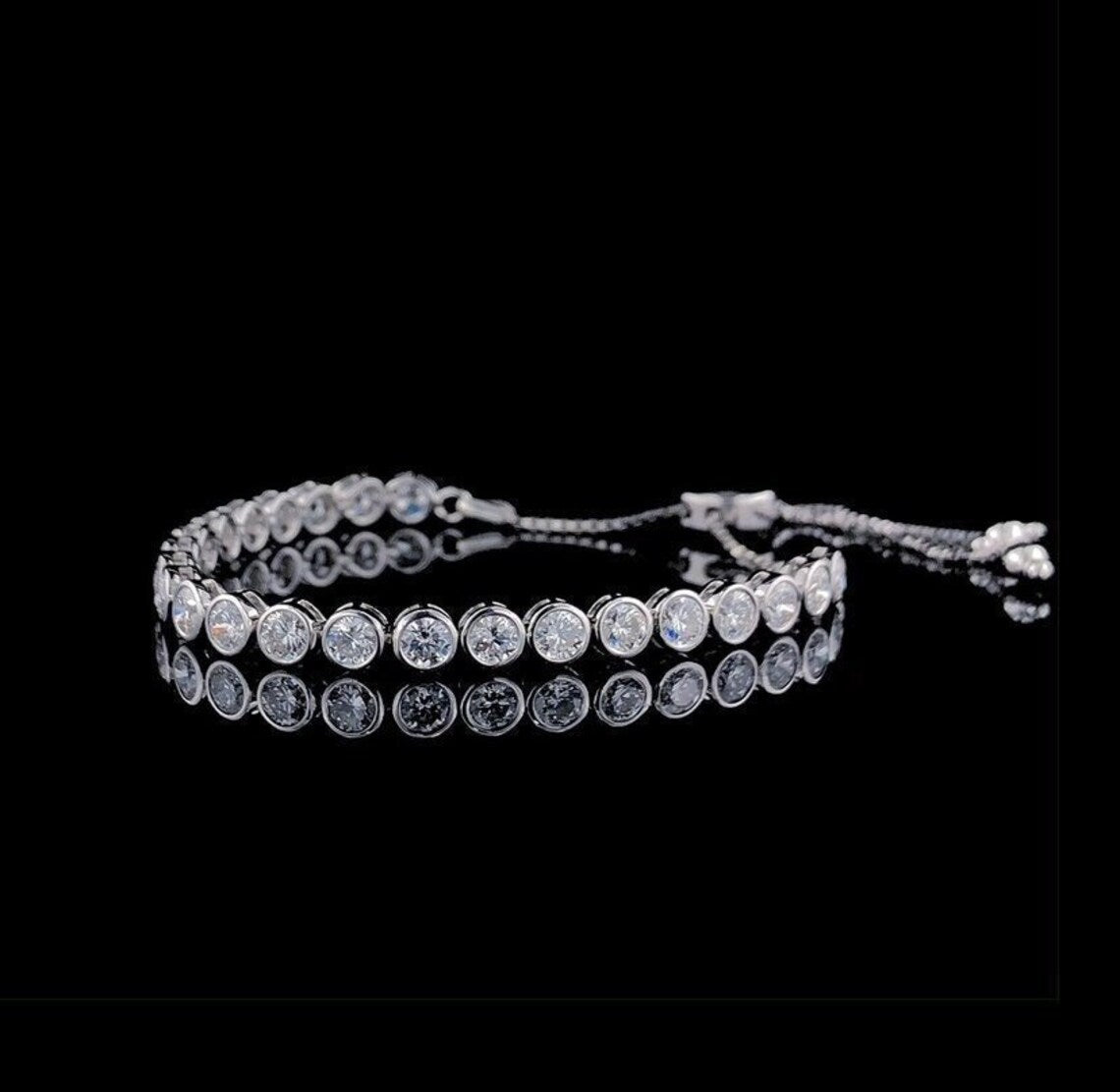 Adjustable Moissanite Diamond Bolo Bracelet - Round Slider Design, Perfect for Everyday Wear, Chic Gift for Her