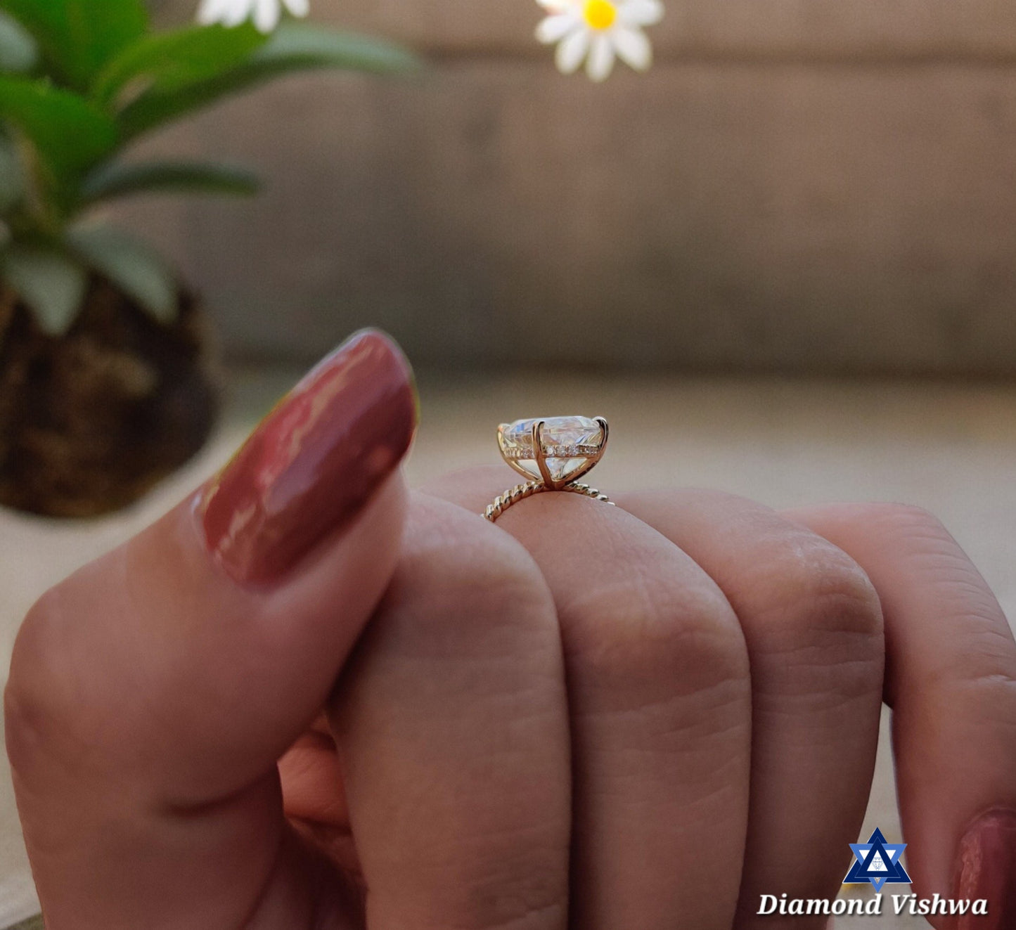 3.60 CT Marquise Cut Near Colorless Lab Diamond Ring - Hidden Halo, Twisted Band