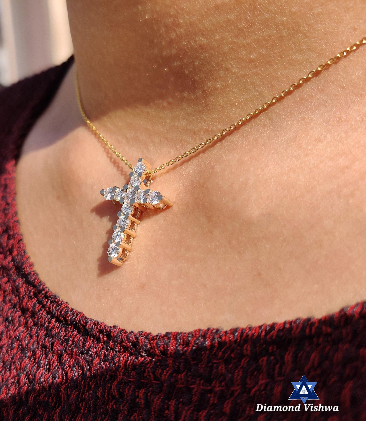 Unique Lab-Grown Diamond Cross Pendant - 3.5ct Colorless Brilliant Cut - Customizable Unisex Gift