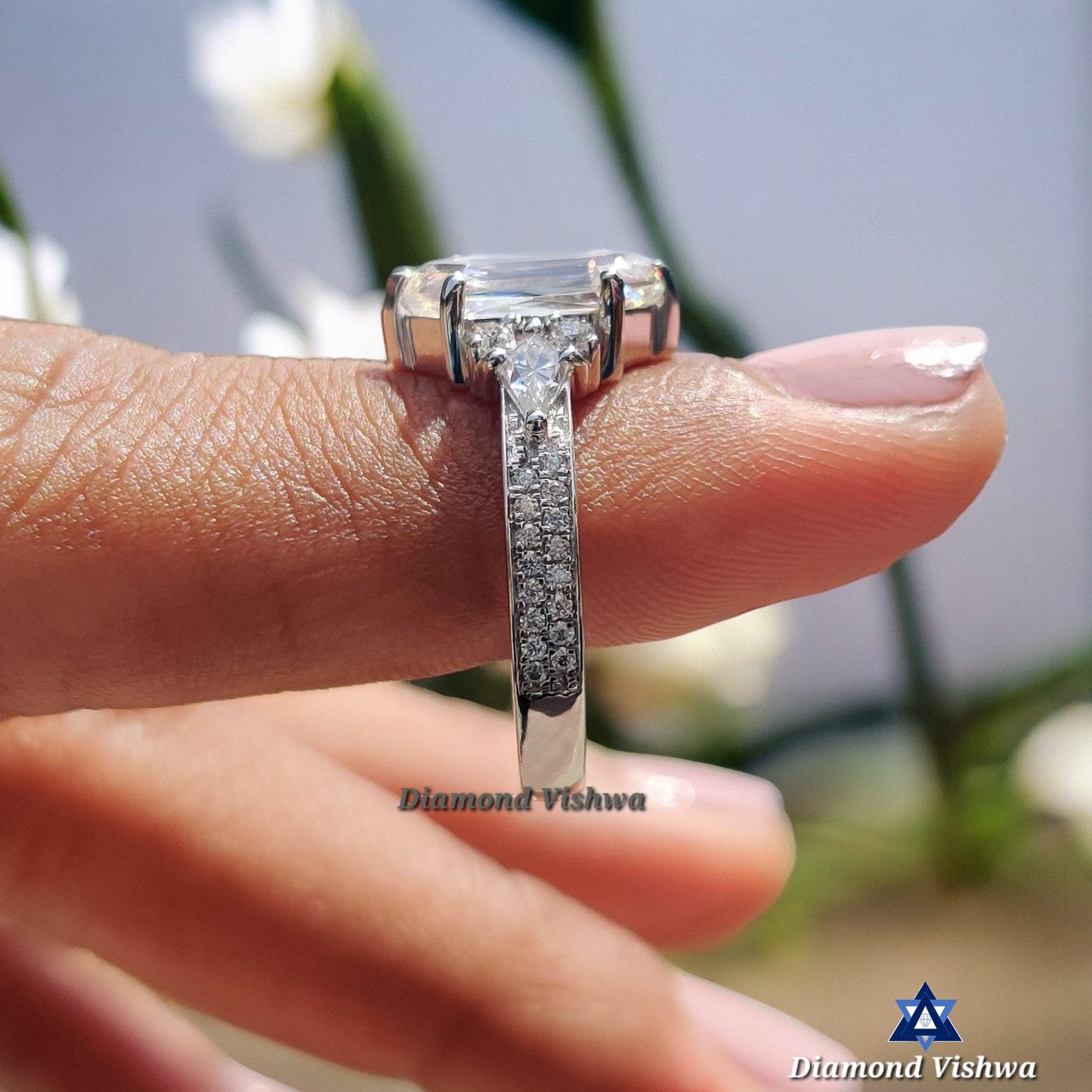 Antique 2.66 Carat Hexagon Moissanite Engagement Ring | Criss Cross Kite Design | Wedding Anniversary Gift for Her | Unique Bridal Set