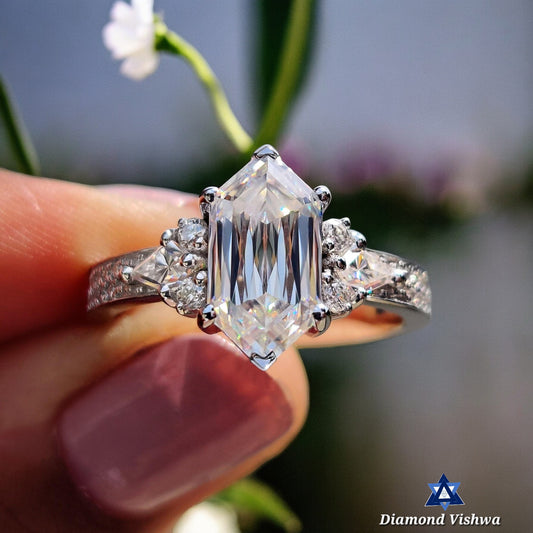 Antique 2.66 Carat Hexagon Moissanite Engagement Ring | Criss Cross Kite Design | Wedding Anniversary Gift for Her | Unique Bridal Set