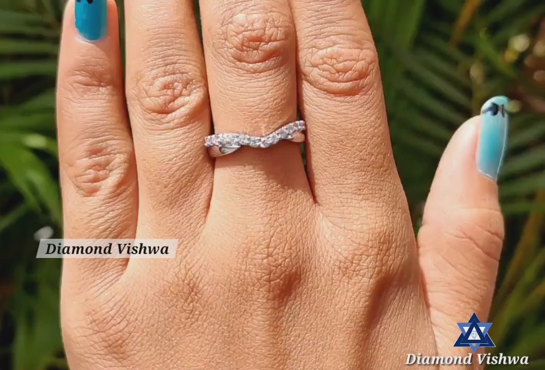 0bcfb17e00594bd8a5592ab49dadcb61.thumbnail.0000000000 2mm Colorless Lab-Grown Diamond Curved Stackable Anniversary Wedding Band in 14K White Gold - 925 Silver - Image 1