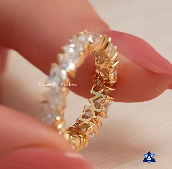 Heart Cut Moissanite Diamond Full Eternity Band, Prong Setting, Perfect Promise or Wedding Band, Classic band, Gifts for women - Image 6